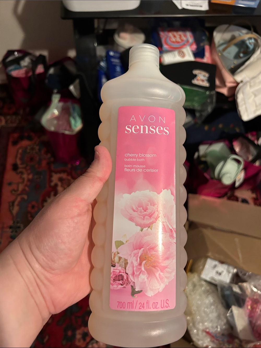 Avon Senses Cherry Blossom Bubble Bath - Pink Bottle